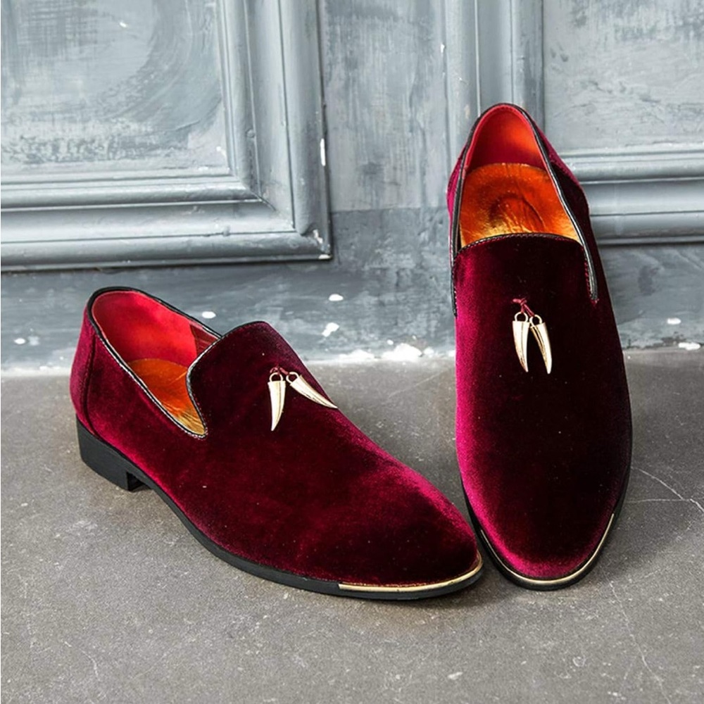 CMM Men Metallic Penny Slippers Flats Velvet Loafers Slip-On Dress Shoes Size 8
